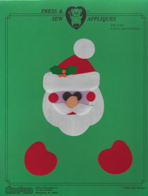 Press & Sew Applique`-Santa with Mittens #931