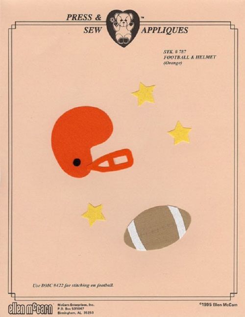 Press & Sew Applique`-Football & Helmet #787-Orange